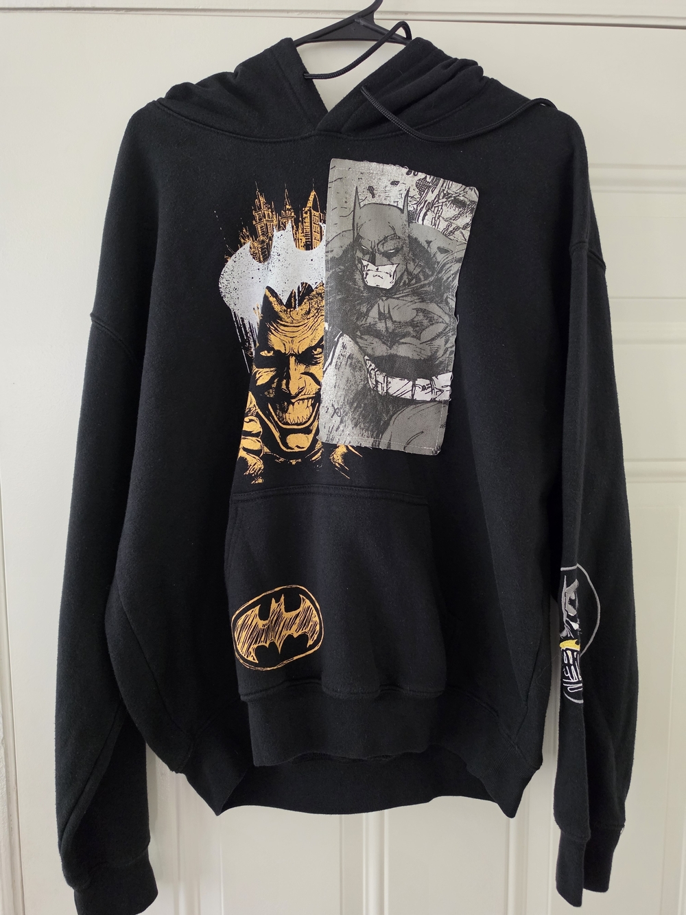 DC Black Batman & Joker Graphic Hoodie Sweatshirt